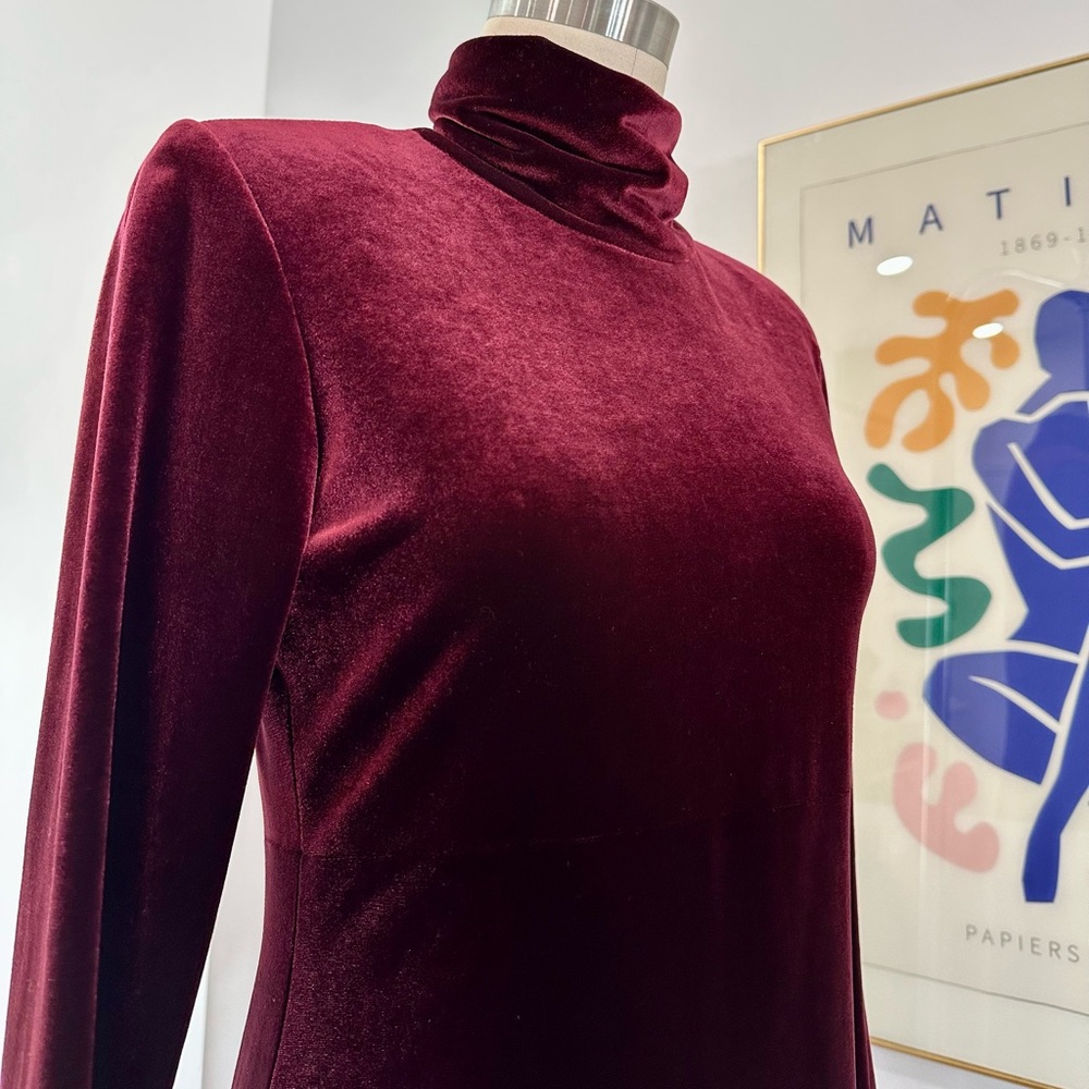 Vintage 90’s Velvet Burgundy Long Sleeve Dress - Picture 7 of 15